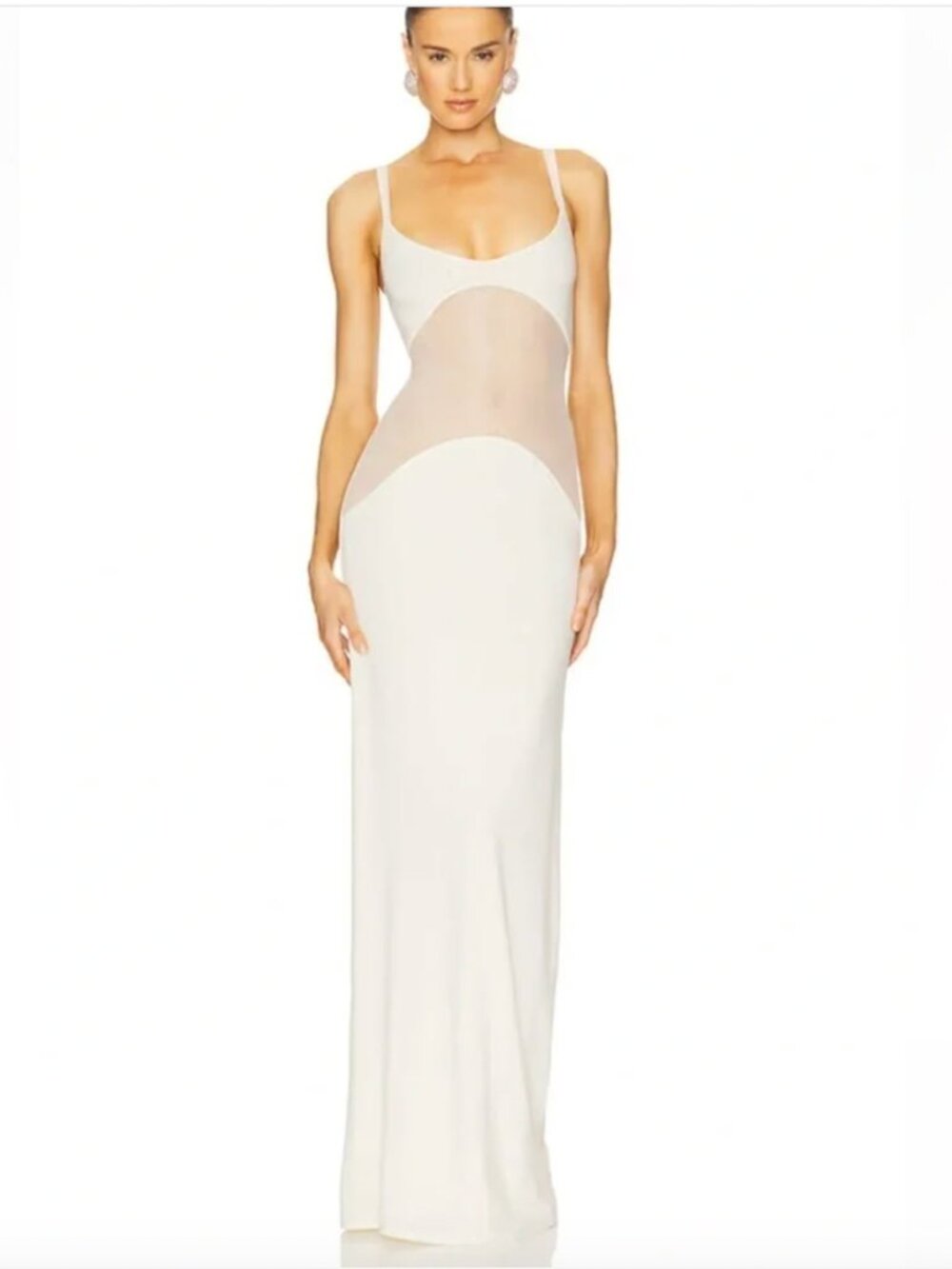 Helsa Sheer Knit Curve Maxi Dress in Vanilla Size XXS from Revolve SOLD OUT NWOT